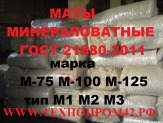 Маты М-75 М-100 М-125 М1 (без обкладки) минвата минераловатные, минвата, минматы.